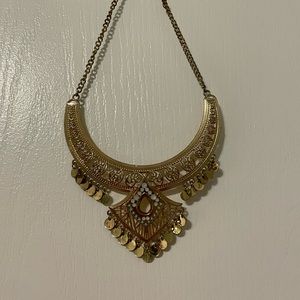 Gold statement necklace with coins